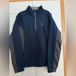 Men’s  Spyder blue gray outbound 1/2 zip mid weight pull over sweater. Medium
